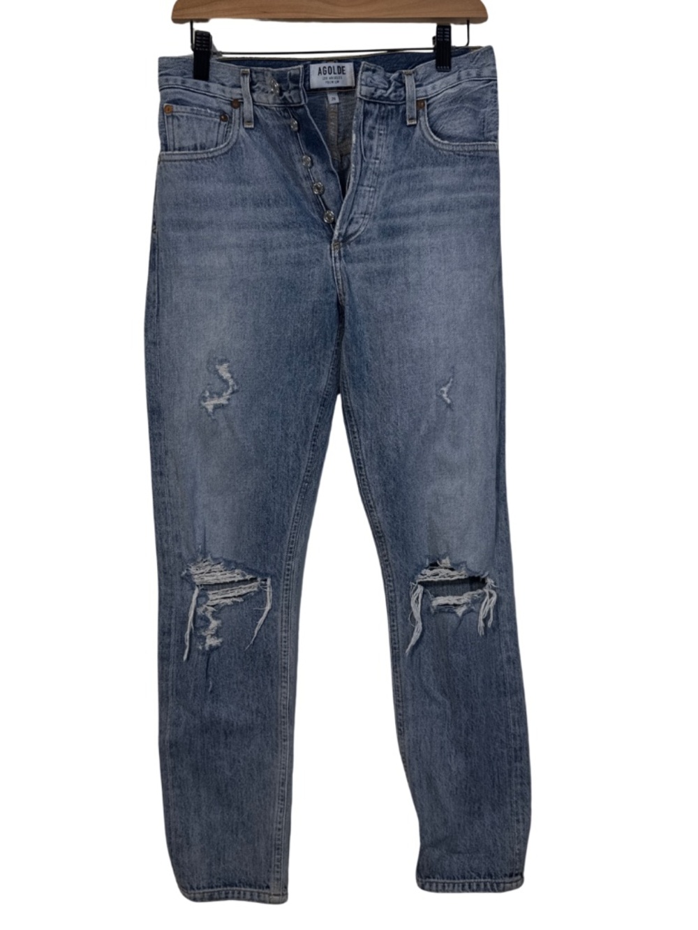 AGOLDE Distressed Straight Leg Jeans Blue Size 24
